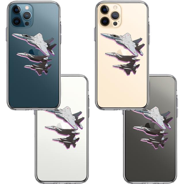 iPhone12Pro ケース クリア 戦闘機 F-15J 編隊飛行 ブレイク スマホケース 側面ソフト 背面ハード ハイブリッド 送料無料-1