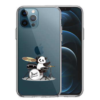 iPhone12Pro ケース クリアドラム パンダ スマホケース 側面ソフト 背面ハード ハイブリッド 送料無料-0