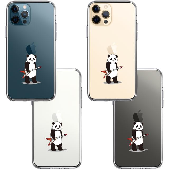 iPhone12Pro ケース クリア エレキギター パンダ スマホケース 側面ソフト 背面ハード ハイブリッド 送料無料-1