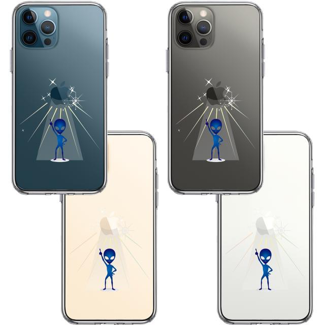 iPhone12Pro ケース クリア 宇宙人 ダンシング ブルー スマホケース 側面ソフト 背面ハード ハイブリッド 送料無料-1