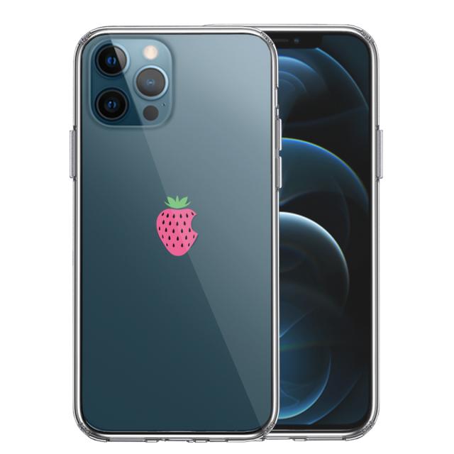 iPhone12Pro ケース クリア イチゴ 苺 スマホケース 側面ソフト 背面ハード ハイブリッド 送料無料-0
