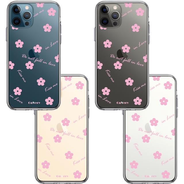 iPhone12Pro ケース クリア フラワー ライトピンク スマホケース 側面ソフト 背面ハード ハイブリッド 送料無料-1