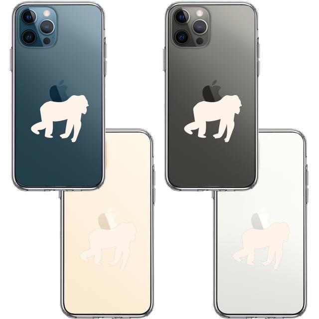 iPhone12Pro ケース クリア ゴリラ りんご 運搬中 2 スマホケース 側面ソフト 背面ハード ハイブリッド 送料無料-1