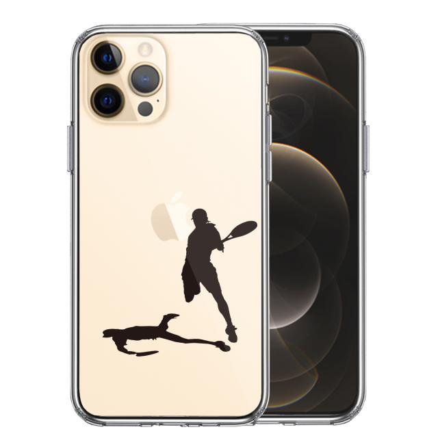iPhone12Pro ケース クリア テニス スマッシュ スマホケース 側面ソフト 背面ハード ハイブリッド 送料無料-0