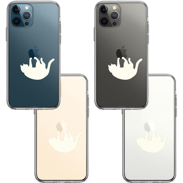 iPhone12Pro ケース クリア ぶらさがりネコ ホワイト スマホケース 側面ソフト 背面ハード ハイブリッド 送料無料-1