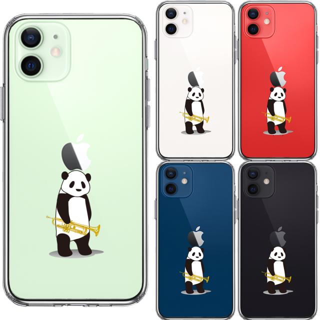 iPhone12 ケース クリア トランペット パンダ スマホケース 側面ソフト 背面ハード ハイブリッド 送料無料-1