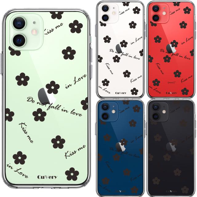 iPhone12mini ケース クリア フラワー ブラック スマホケース 側面ソフト 背面ハード ハイブリッド 送料無料-1