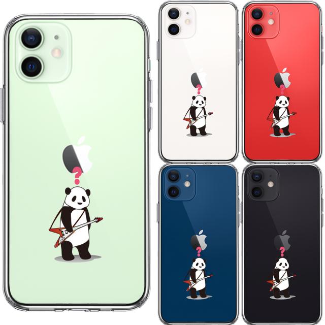 iPhone12mini ケース クリア ギター パンダ ？ スマホケース 側面ソフト 背面ハード ハイブリッド 送料無料-1