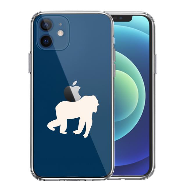 iPhone12mini ケース クリア ゴリラ りんご 運搬中 2 スマホケース 側面ソフト 背面ハード ハイブリッド 送料無料-0