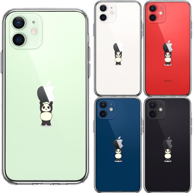 iPhone12mini ケース クリア パンダ 重量挙げ 並感 スマホケース 側面ソフト 背面ハード ハイブリッド 送料無料-1