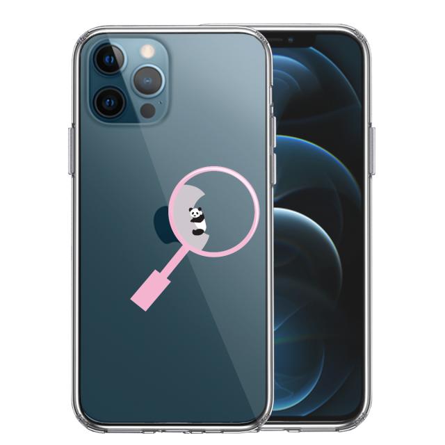 iPhone12Pro ケース クリア よく見たら パンダ 抱きついてた スマホケース 側面ソフト 背面ハード ハイブリッド 送料無料-0