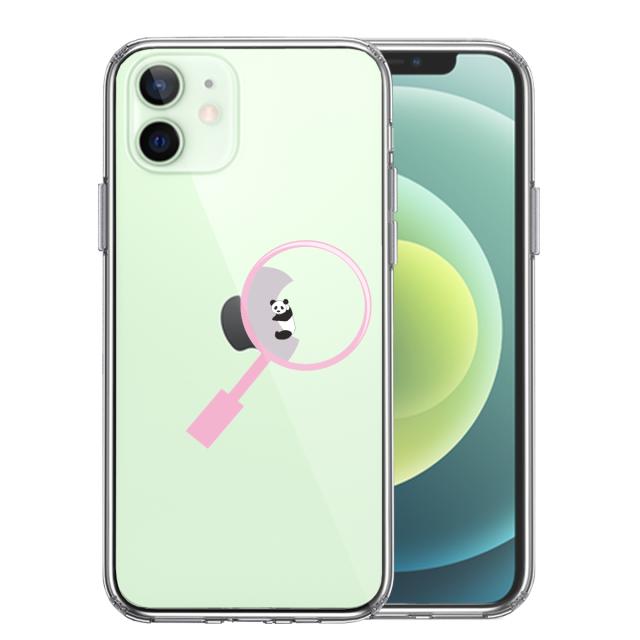 iPhone12 ケース クリア よく見たら パンダ 抱きついてた スマホケース 側面ソフト 背面ハード ハイブリッド 送料無料-0