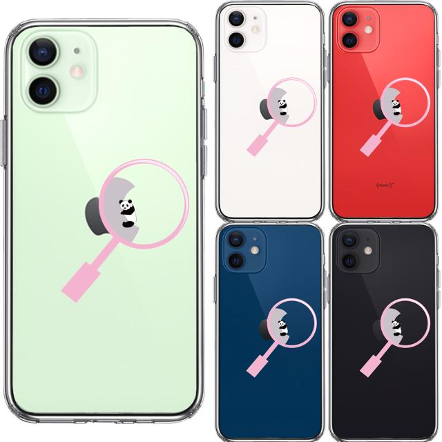iPhone12 ケース クリア よく見たら パンダ 抱きついてた スマホケース 側面ソフト 背面ハード ハイブリッド 送料無料-1
