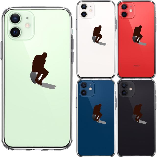 iPhone12mini ケース クリア りんご で 考える人 スマホケース 側面ソフト 背面ハード ハイブリッド 送料無料-1