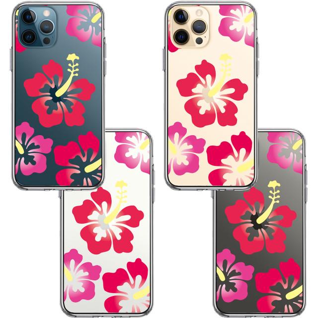 iPhone12Pro ケース クリア ハイビスカス レッド スマホケース 側面ソフト 背面ハード ハイブリッド 送料無料-1