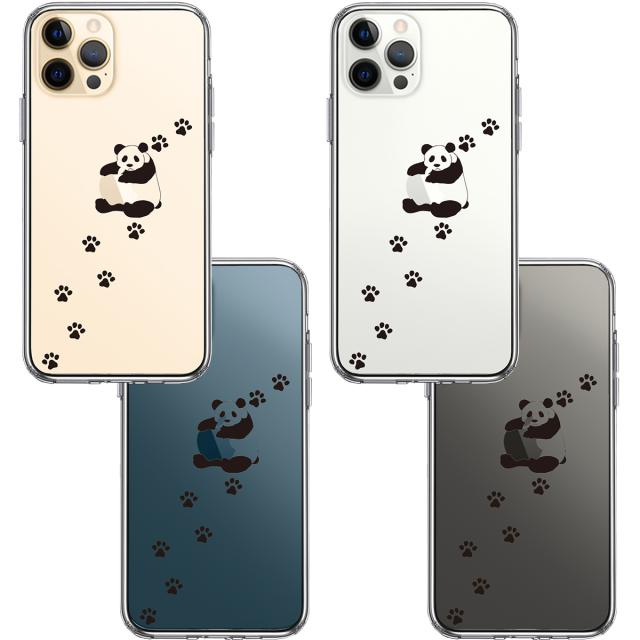 iPhone12Pro ケース クリア パンダ リンゴ大好き スマホケース 側面ソフト 背面ハード ハイブリッド 送料無料-1