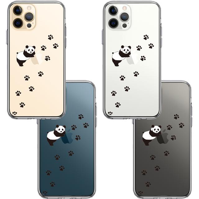 iPhone12Pro ケース クリア パンダ フットプリント スマホケース 側面ソフト 背面ハード ハイブリッド 送料無料-1