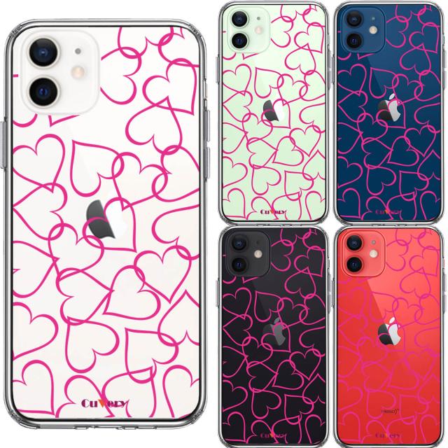 iPhone12mini ケース クリア ハート ピンク スマホケース 側面ソフト 背面ハード ハイブリッド 送料無料-1