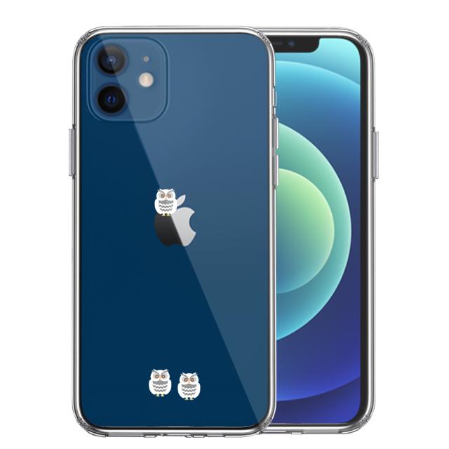 iPhone12 ケース クリア ふくろう 三羽 スマホケース 側面ソフト 背面ハード ハイブリッド 送料無料-0
