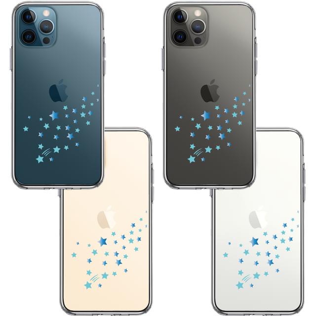 iPhone12Pro ケース クリア 流れ星 ブルー スマホケース 側面ソフト 背面ハード ハイブリッド 送料無料-1
