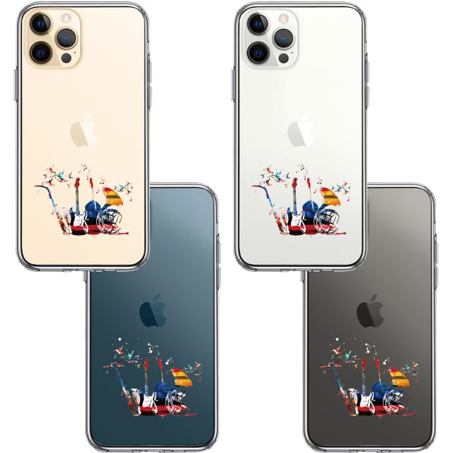 iPhone12Pro ケース クリア 楽器 たち スマホケース 側面ソフト 背面ハード ハイブリッド 送料無料-1