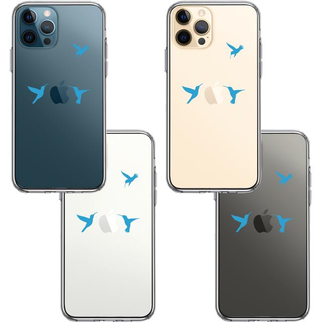 iPhone12Pro ケース クリア ハチドリ ブルー スマホケース 側面ソフト 背面ハード ハイブリッド 送料無料-1