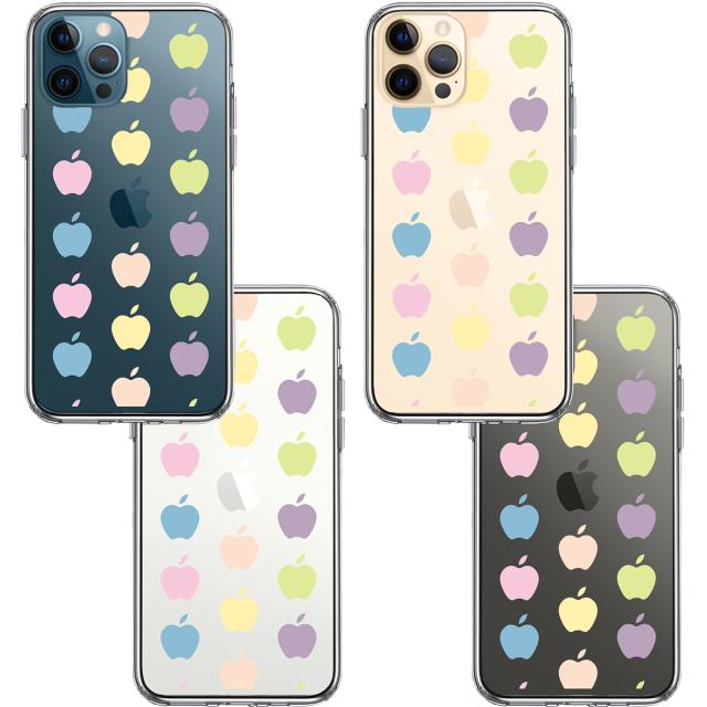 iPhone12Pro ケース クリア 林檎 りんご apple 水玉 スマホケース 側面ソフト 背面ハード ハイブリッド 送料無料-1