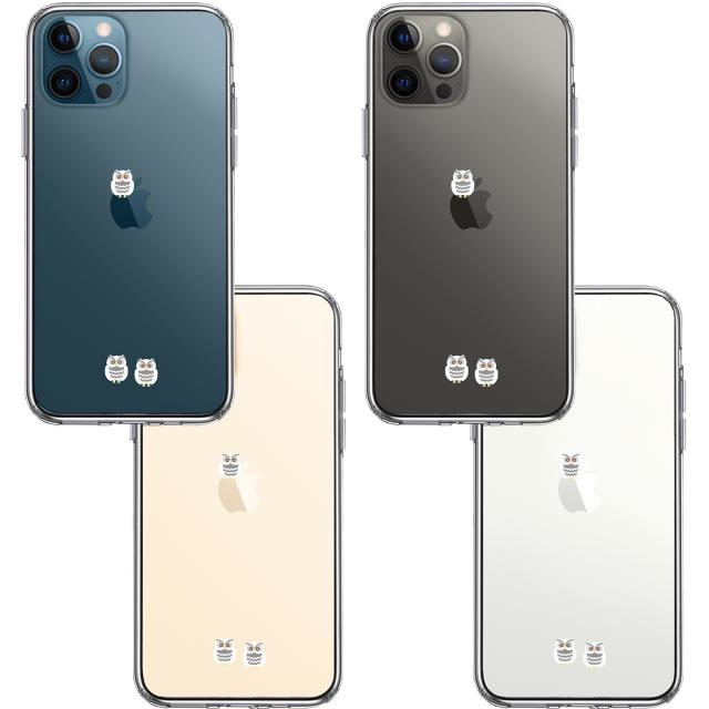 iPhone12Pro ケース クリア ふくろう 三羽 スマホケース 側面ソフト 背面ハード ハイブリッド 送料無料-1