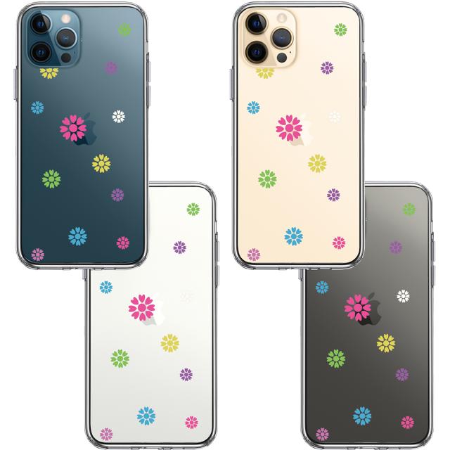 iPhone12Pro ケース クリア カラフル 花柄 スマホケース 側面ソフト 背面ハード ハイブリッド 送料無料-1