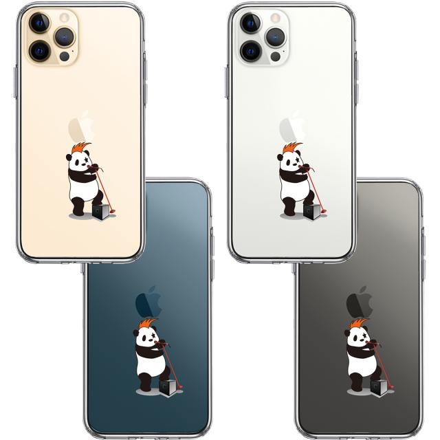 iPhone12Pro ケース クリア パンダ ボーカル スタンドマイク スマホケース 側面ソフト 背面ハード ハイブリッド 送料無料-1