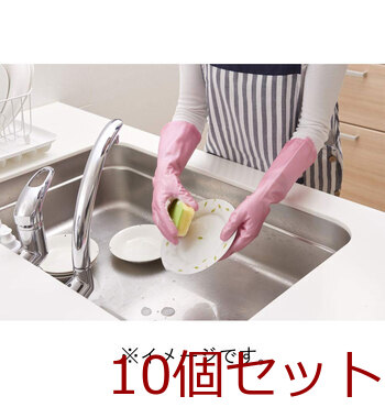 ショーワ ナイスハンド さらっとタッチ セミロング パールピンク Mサイズ 10個セット 送料無料-2