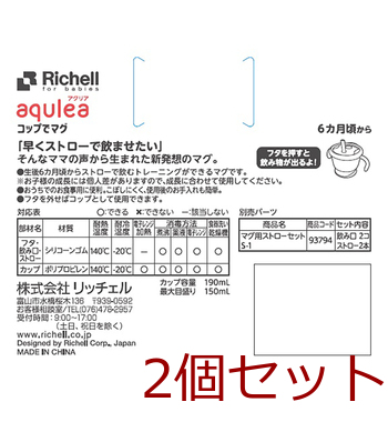 リッチェル アクリア コップでマグ ストロータイプR ネイビーブルー 2個セット 送料無料-2