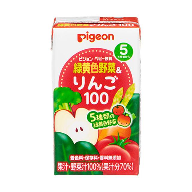 ピジョン 紙パックベビー飲料 緑黄色野菜＆りんご１００ １２５ｍＬ×３個パック 8セット 送料無料-3
