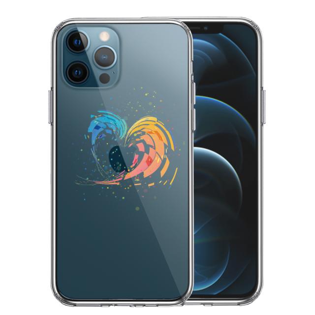 iPhone12Pro ケース クリア 幾何学 ハート スマホケース 側面ソフト 背面ハード ハイブリッド 送料無料-0