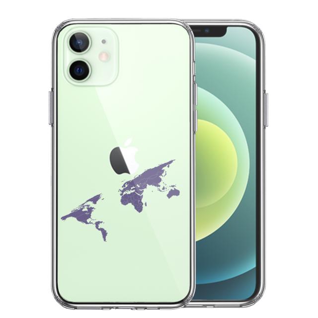iPhone12 ケース クリア 世界地図 スマホケース 側面ソフト 背面ハード ハイブリッド 送料無料-0