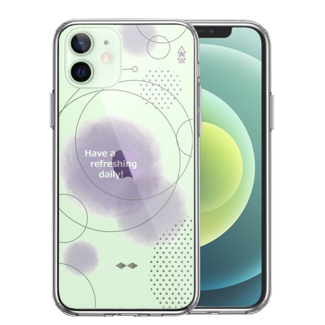 iPhone12mini ケース クリア 幾何学 パープル スマホケース 側面ソフト 背面ハード ハイブリッド 送料無料-0