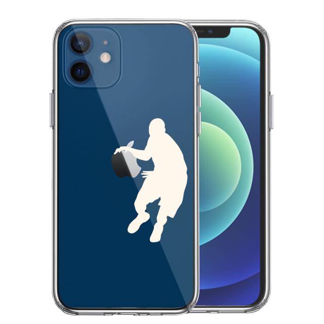 iPhone12 ケース クリア バスケット ドリブル ホワイト スマホケース 側面ソフト 背面ハード ハイブリッド 送料無料-0