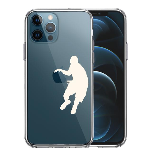 iPhone12Pro ケース クリア バスケット ドリブル ホワイト スマホケース 側面ソフト 背面ハード ハイブリッド 送料無料-0
