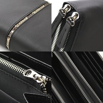 長財布Glanz牛革×蛇革ダブルファスナー長財布 GH-50 大容量Wラウンドファスナー財布 送料無料-2