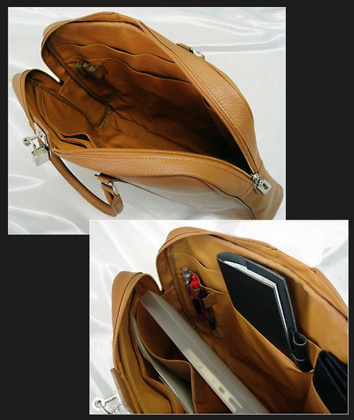 エンボス加工牛床革ビジネスバッグ AN-85CAM 南京錠付ブリーフケース MOMO 送料無料-4