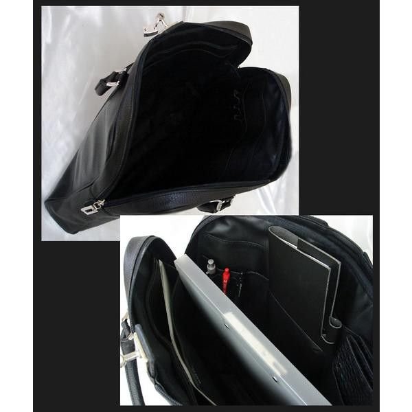 エンボス加工牛床革ビジネスバッグ AN-85BK 南京錠付ブリーフケース MOMO 送料無料-4