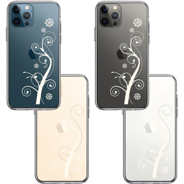 iPhone12Pro ケース クリア フローラル つる模様 ホワイト スマホケース 側面ソフト 背面ハード ハイブリッド 送料無料-1