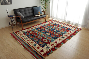 カーペット 約80×130cm ラグ モルドバ ウィルトン 畳める へたりにくい エスニック プルメリア 送料無料-5