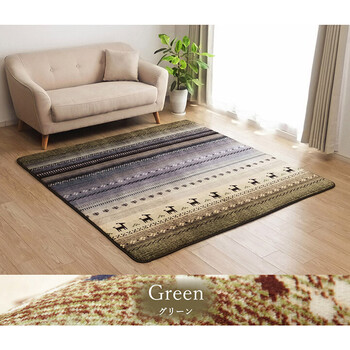 ラグ 約185×185cm 洗える ギャベ 防音 ホットカーペット対応 DXラディ 送料無料-7