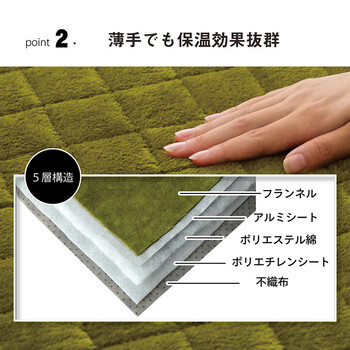 ラグ 約200×240cm 滑りにくい 暖かい 保温 蓄熱 断熱 アルミ 無地 ホットカーペット対応 レイヤー 送料無料-2