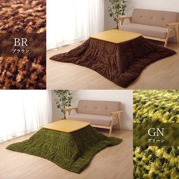 こたつ布団 約190×190cm ずれないひも付き無地調 ノート 薄掛 ベージュ ブラウン グリーン 送料無料-6