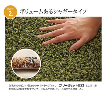 ラグ 新生活日本製ラグ カーペット 約180cm 丸 防炎 抗菌 防臭 防ダニ シャギー タフト 国産 無地 シャンゼリゼ 送料無料-2