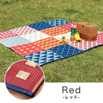 ピクニック 日本製 パッチワーク調 洗える レジャー シート ラグ 約174×174cmブロード 送料無料-11