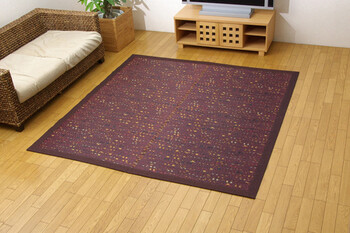 ラグ 日本製純国産 約191×191cm 柳川段通 三重織 い草ラグカーペット 柳川かすり 送料無料-1