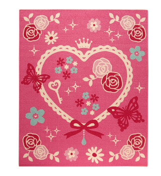 カーペット 新生活新入学デスクカーペット 約110×133cm 女の子 エハート柄 キャリー ツー 送料無料-5